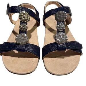 Vionic Farra Lizard Black Sandals T Strap Slingback Strappy Comfort Womens 10